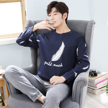Load image into Gallery viewer, Yidanna long sleeve pijama cotton pajamas set for male plus size sleep clothing casual nightie sleepwear men pyjamas suit autumn