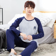 Load image into Gallery viewer, Yidanna long sleeve pijama cotton pajamas set for male plus size sleep clothing casual nightie sleepwear men pyjamas suit autumn