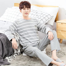 Load image into Gallery viewer, Yidanna long sleeve pijama cotton pajamas set for male plus size sleep clothing casual nightie sleepwear men pyjamas suit autumn