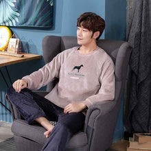 Load image into Gallery viewer, 2019 New Style Men's Pajamas Set Autumn Winter Warm Flannel Thicken Male Pajamas Sets Long Sleeve Sleepwear Top +Pant Leisure