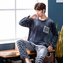 Load image into Gallery viewer, 2019 New Style Men's Pajamas Set Autumn Winter Warm Flannel Thicken Male Pajamas Sets Long Sleeve Sleepwear Top +Pant Leisure