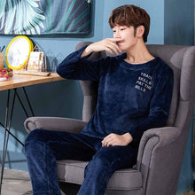 Load image into Gallery viewer, 2019 New Style Men's Pajamas Set Autumn Winter Warm Flannel Thicken Male Pajamas Sets Long Sleeve Sleepwear Top +Pant Leisure