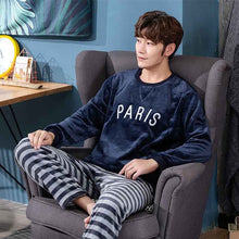 Load image into Gallery viewer, 2019 New Style Men's Pajamas Set Autumn Winter Warm Flannel Thicken Male Pajamas Sets Long Sleeve Sleepwear Top +Pant Leisure