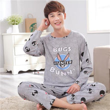 Load image into Gallery viewer, Stripe pajamas men long sleeve pijama set for male plus size sleep clothing casual nightie sleepwear man pyjamas suit autumn
