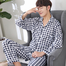 Load image into Gallery viewer, Mens pajamas men sleepwear Cotton Pajama Winter pijama hombre Mens Sleepwear Striped Sleepwear Sleep&amp;Lounge Pyjamas Plus Size