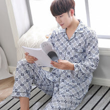 Load image into Gallery viewer, Mens pajamas men sleepwear Cotton Pajama Winter pijama hombre Mens Sleepwear Striped Sleepwear Sleep&amp;Lounge Pyjamas Plus Size