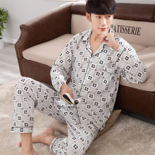 Load image into Gallery viewer, Mens pajamas men sleepwear Cotton Pajama Winter pijama hombre Mens Sleepwear Striped Sleepwear Sleep&amp;Lounge Pyjamas Plus Size