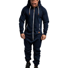 Load image into Gallery viewer, Hoodies Overalls Men Pure Color Splicing Jumpsuit Long Sleeve Male Clothes Men's Jumpsuits One-piece Garment Pajama Streetwear