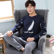 Load image into Gallery viewer, 2019 New Style Men's Pajamas Set Autumn Winter Warm Flannel Thicken Male Pajamas Sets Long Sleeve Sleepwear Top +Pant Leisure