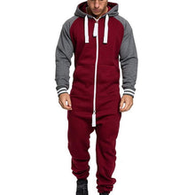 Load image into Gallery viewer, Hoodies Overalls Men Pure Color Splicing Jumpsuit Long Sleeve Male Clothes Men's Jumpsuits One-piece Garment Pajama Streetwear