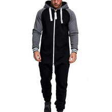 Load image into Gallery viewer, Hoodies Overalls Men Pure Color Splicing Jumpsuit Long Sleeve Male Clothes Men's Jumpsuits One-piece Garment Pajama Streetwear