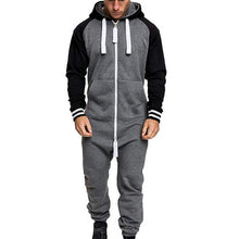 Load image into Gallery viewer, Hoodies Overalls Men Pure Color Splicing Jumpsuit Long Sleeve Male Clothes Men's Jumpsuits One-piece Garment Pajama Streetwear