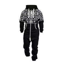 Load image into Gallery viewer, Hoodies Overalls Men Pure Color Splicing Jumpsuit Long Sleeve Male Clothes Men's Jumpsuits One-piece Garment Pajama Streetwear