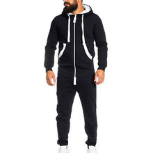 Load image into Gallery viewer, Hoodies Overalls Men Pure Color Splicing Jumpsuit Long Sleeve Male Clothes Men's Jumpsuits One-piece Garment Pajama Streetwear