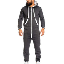 Load image into Gallery viewer, Hoodies Overalls Men Pure Color Splicing Jumpsuit Long Sleeve Male Clothes Men's Jumpsuits One-piece Garment Pajama Streetwear
