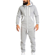 Load image into Gallery viewer, Hoodies Overalls Men Pure Color Splicing Jumpsuit Long Sleeve Male Clothes Men's Jumpsuits One-piece Garment Pajama Streetwear