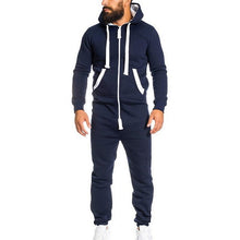 Load image into Gallery viewer, Hoodies Overalls Men Pure Color Splicing Jumpsuit Long Sleeve Male Clothes Men's Jumpsuits One-piece Garment Pajama Streetwear