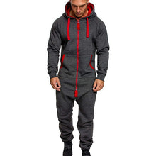 Load image into Gallery viewer, 2020 Mens Pure Color Splicing Jumpsuit Men One-piece Garment Pajama Playsuit Zipper Hoodie Male Onesie Jumpsuits Overalls Hombre