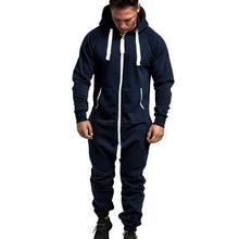 Load image into Gallery viewer, 2020 Mens Pure Color Splicing Jumpsuit Men One-piece Garment Pajama Playsuit Zipper Hoodie Male Onesie Jumpsuits Overalls Hombre