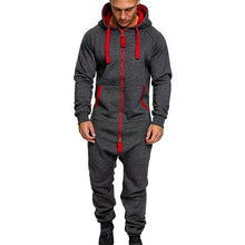 Load image into Gallery viewer, 2020 Mens Pure Color Splicing Jumpsuit Men One-piece Garment Pajama Playsuit Zipper Hoodie Male Onesie Jumpsuits Overalls Hombre