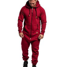 Load image into Gallery viewer, 2020 Mens Pure Color Splicing Jumpsuit Men One-piece Garment Pajama Playsuit Zipper Hoodie Male Onesie Jumpsuits Overalls Hombre