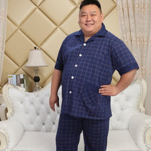 Load image into Gallery viewer, Plus Size 130kg 100% cotton pyjamas men Sleepwear pijamas hombre Short sleeve casual men homewear pajamas sets for male