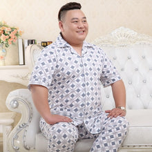 Load image into Gallery viewer, Plus Size 130kg 100% cotton pyjamas men Sleepwear pijamas hombre Short sleeve casual men homewear pajamas sets for male