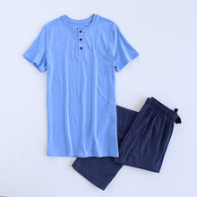 Load image into Gallery viewer, Plus Size 130kg 100% cotton pyjamas men Sleepwear pijamas hombre Short sleeve casual men homewear pajamas sets for male