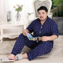 Load image into Gallery viewer, Plus Size 130kg 100% cotton pyjamas men Sleepwear pijamas hombre Short sleeve casual men homewear pajamas sets for male