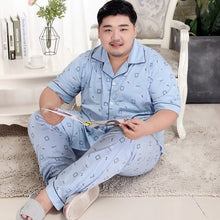 Load image into Gallery viewer, Plus Size 130kg 100% cotton pyjamas men Sleepwear pijamas hombre Short sleeve casual men homewear pajamas sets for male