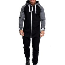 Load image into Gallery viewer, 2020 Mens Pure Color Splicing Jumpsuit Men One-piece Garment Pajama Playsuit Zipper Hoodie Male Onesie Jumpsuits Overalls Hombre