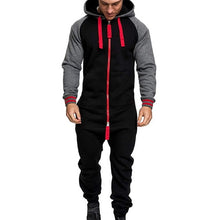 Load image into Gallery viewer, 2020 Mens Pure Color Splicing Jumpsuit Men One-piece Garment Pajama Playsuit Zipper Hoodie Male Onesie Jumpsuits Overalls Hombre