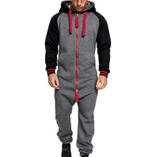 Load image into Gallery viewer, 2020 Mens Pure Color Splicing Jumpsuit Men One-piece Garment Pajama Playsuit Zipper Hoodie Male Onesie Jumpsuits Overalls Hombre