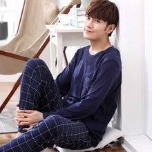 Load image into Gallery viewer, Yidanna long sleeve pijama cotton pajamas set for male plus size sleep clothing casual nightie sleepwear men pyjamas suit autumn